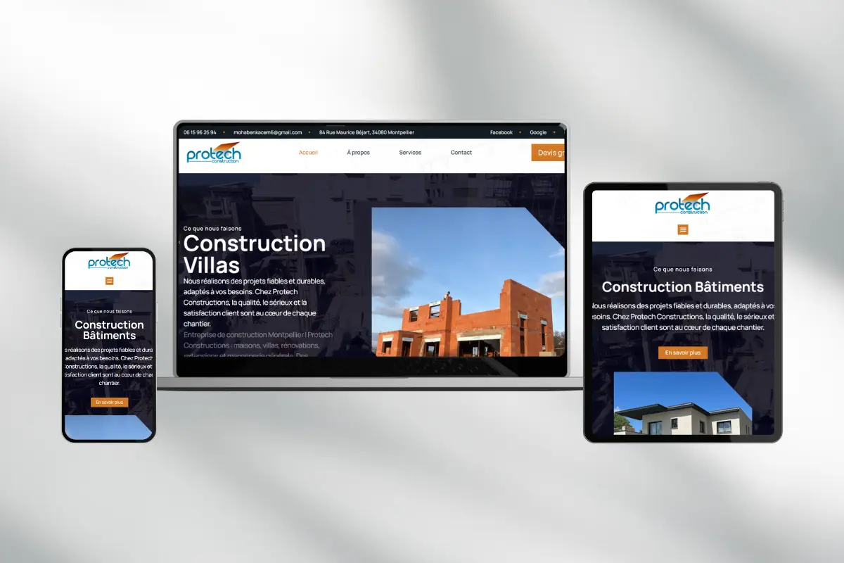 Création du site vitrine de Protech Construction